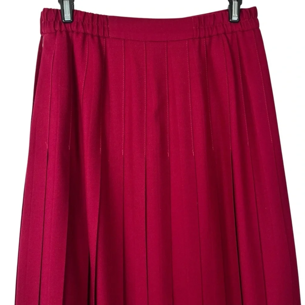 Vintage Talbots 100% Wool Pleated Midi Skirt Cranberry – Size 4L Made in USA